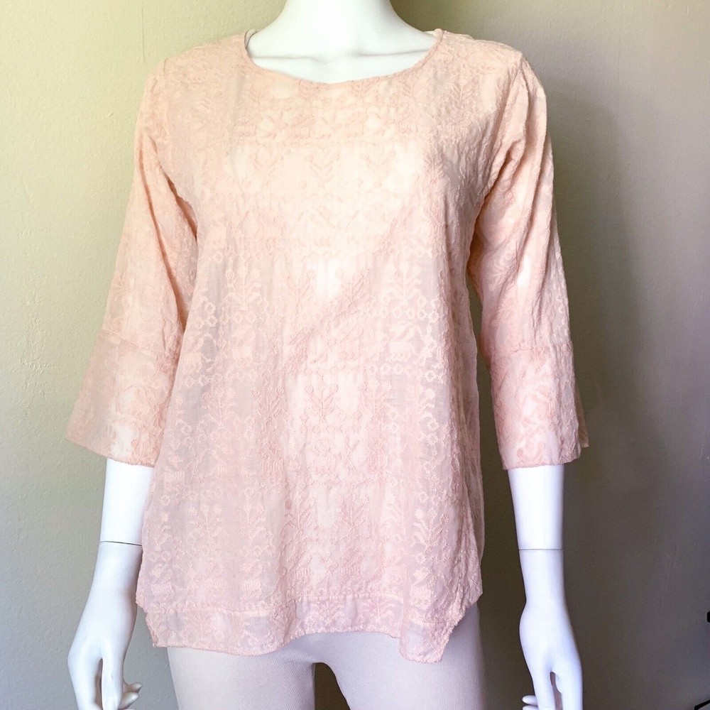 Etoile Isabel Marant Embroidered Blouse 0 XS Light Pink Peach Tunic Top